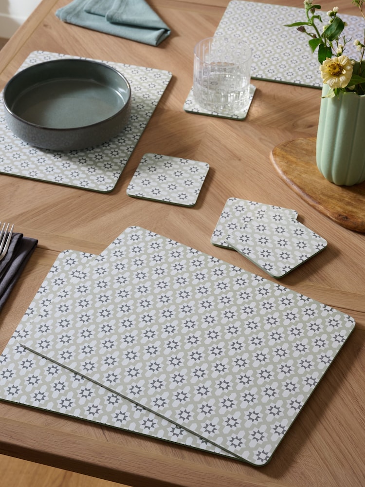 Set of 4 Natural Microtile Corkback Placemats and Coasters Set - Image 1 of 1