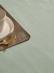 Sage Green Cotton Linen Look Wipe Clean Table Cloth - Image 2 of 4