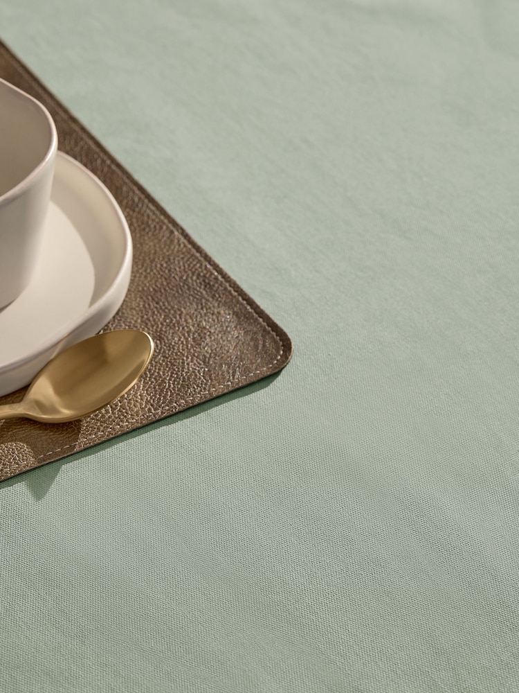 Sage Green Cotton Linen Look Wipe Clean Table Cloth - Image 2 of 4