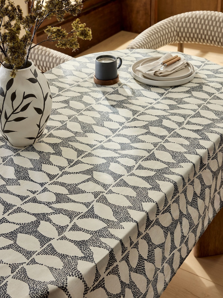 Monochrome Leaf Wipeclean Table Cloth - Image 1 of 3
