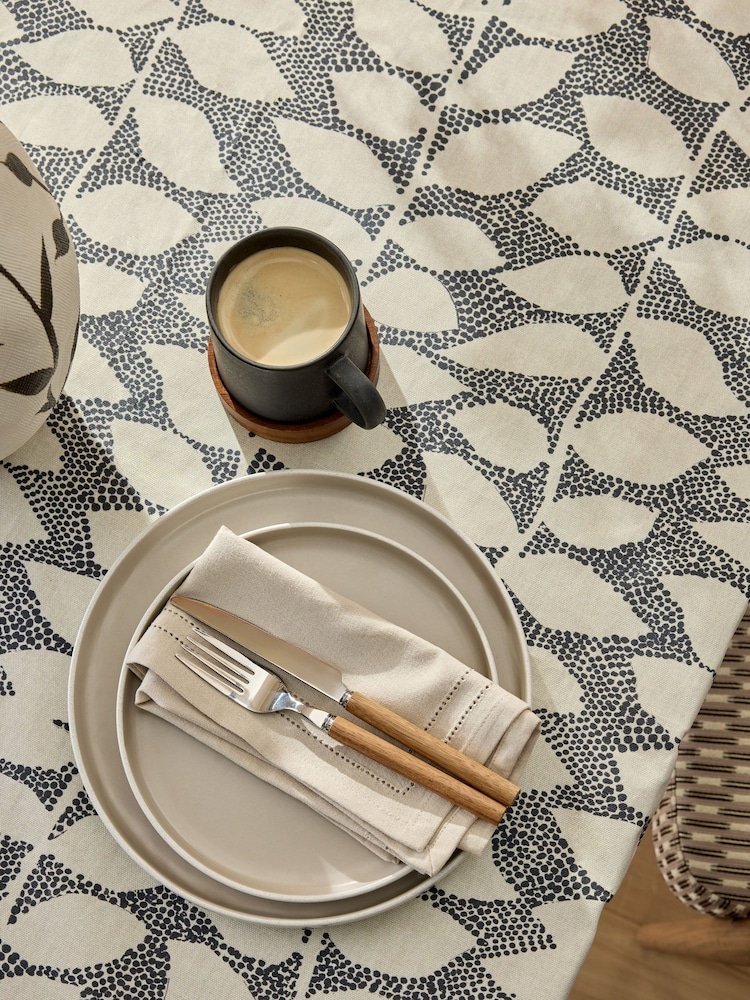 Monochrome Leaf Wipeclean Table Cloth - Image 2 of 3