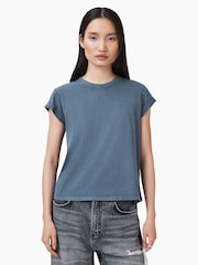 AllSaints Flint Stone Blue Anna 100% Organic Cotton T-Shirt - Image 1 of 5