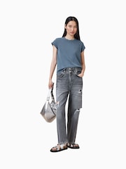 AllSaints Flint Stone Blue Anna 100% Organic Cotton T-Shirt - Image 3 of 5