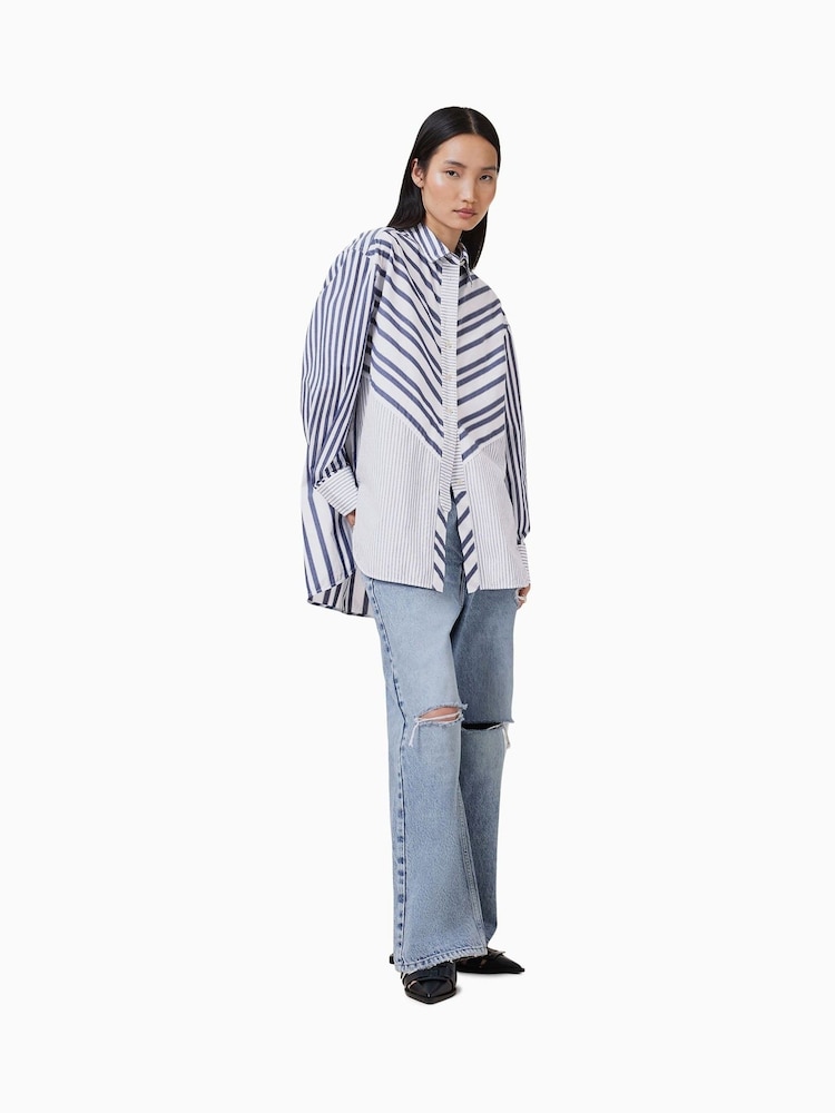 AllSaints White Shannon Stripe Cotton Shirt - Image 4 of 7