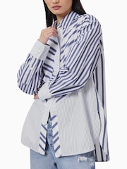 AllSaints White Shannon Stripe 100% Organic Cotton Shirt - Image 5 of 7
