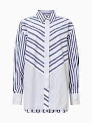AllSaints White Shannon Stripe 100% Organic Cotton Shirt - Image 7 of 7
