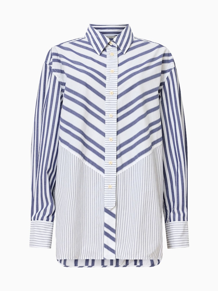 AllSaints White Shannon Stripe 100% Organic Cotton Shirt - Image 7 of 7