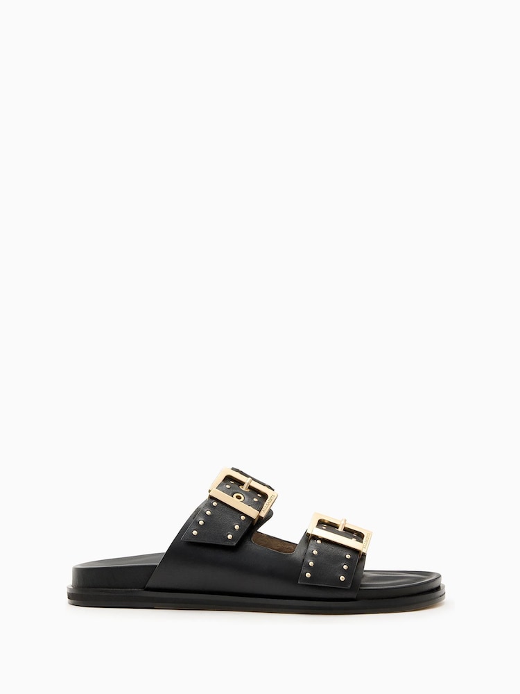 AllSaints Black Magda Stud Sandals - Image 1 of 5