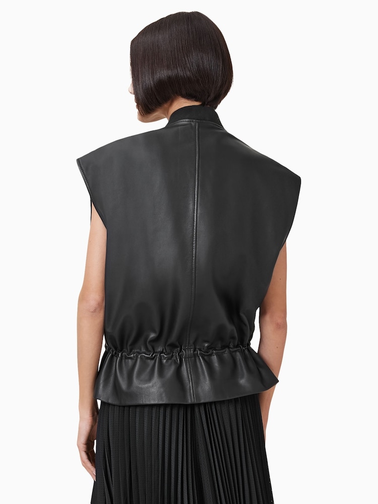 AllSaints Black Sofi Lea Gilet - Image 10 of 11