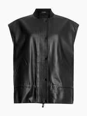 AllSaints Black Sofi Lea Gilet - Image 11 of 11