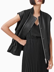 AllSaints Black Sofi Lea Gilet - Image 3 of 11