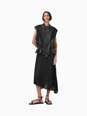 AllSaints Black Sofi Lea Gilet - Image 4 of 11