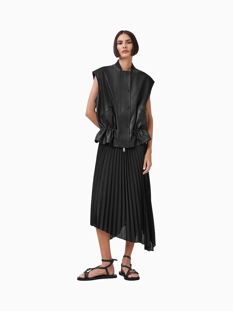 AllSaints Black Sofi Lea Gilet - Image 4 of 11
