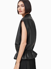 AllSaints Black Sofi Lea Gilet - Image 5 of 11