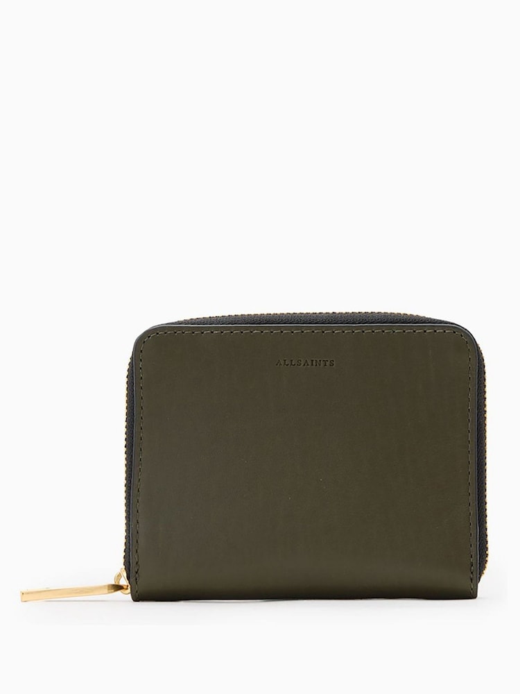 AllSaints Green Lena Hex Zip Wallet - Image 1 of 1