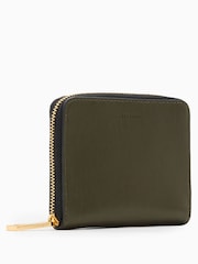 AllSaints Green Lena Hex Zip Wallet - Image 2 of 5