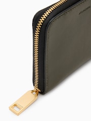 AllSaints Green Lena Hex Zip Wallet - Image 3 of 5