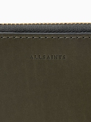 AllSaints Green Lena Hex Zip Wallet - Image 4 of 5