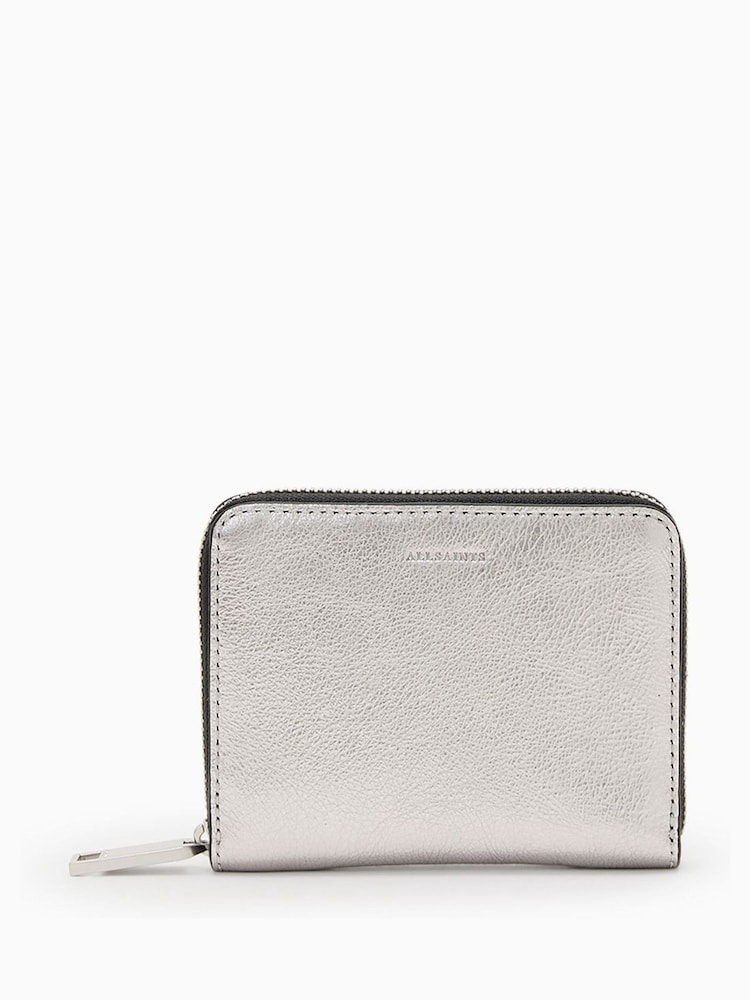 AllSaints Grey Lena Hex Zip Wallet - Image 1 of 5