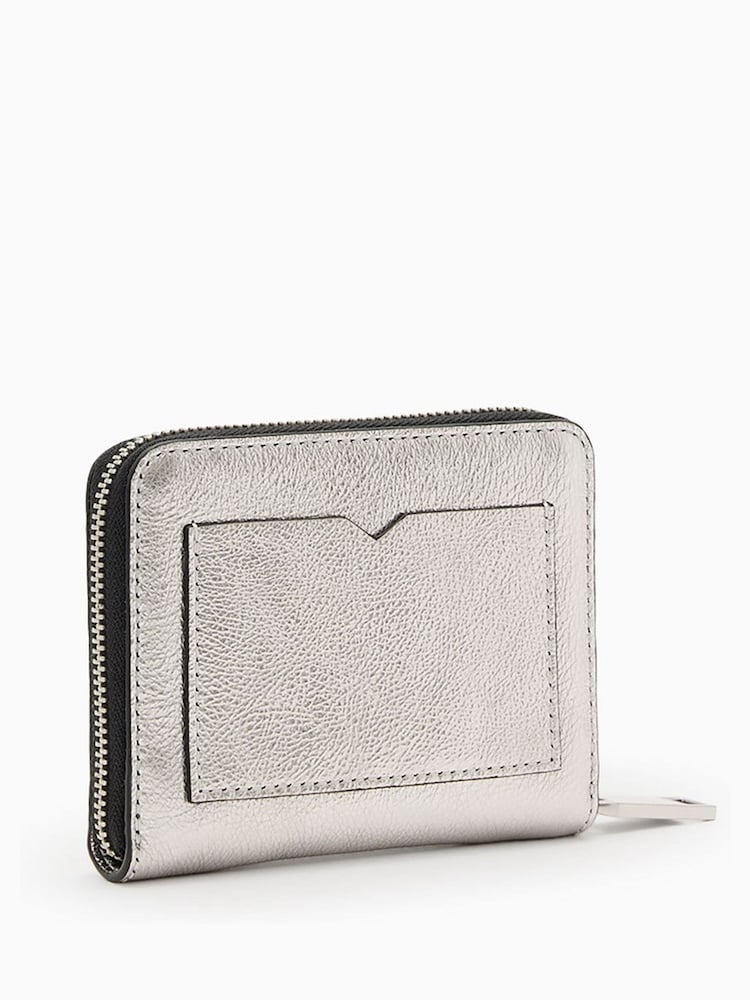AllSaints Grey Lena Hex Zip Wallet - Image 2 of 5