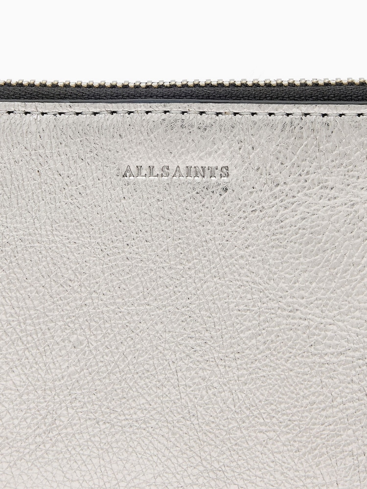 AllSaints Grey Lena Hex Zip Wallet - Image 5 of 5