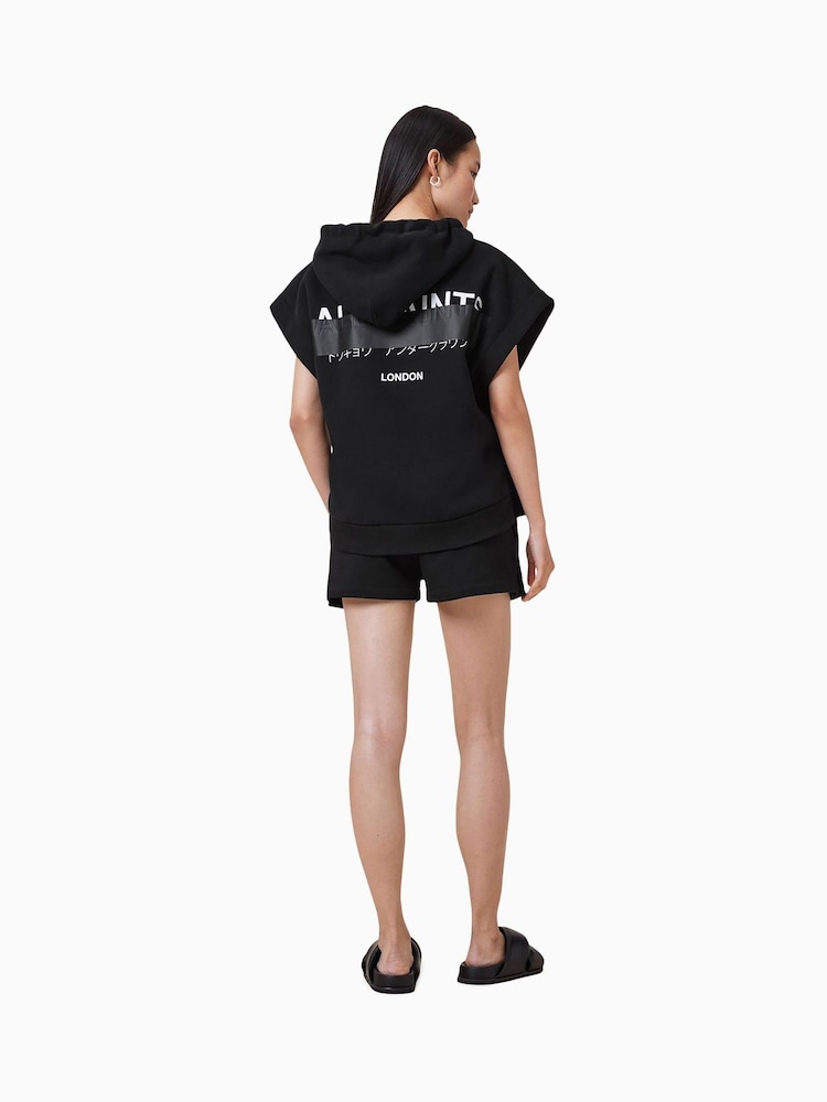 AllSaints Black Sorri Cotton Sweat Shorts - Image 3 of 5