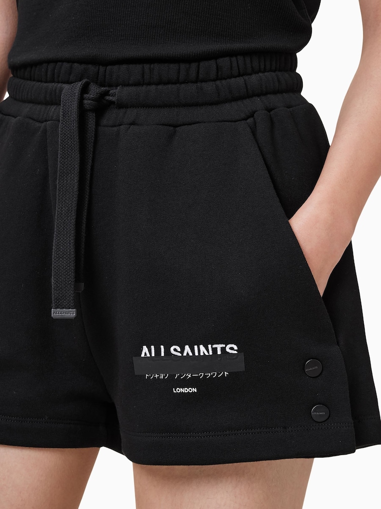 AllSaints Black Sorri Cotton Sweat Shorts - Image 4 of 5