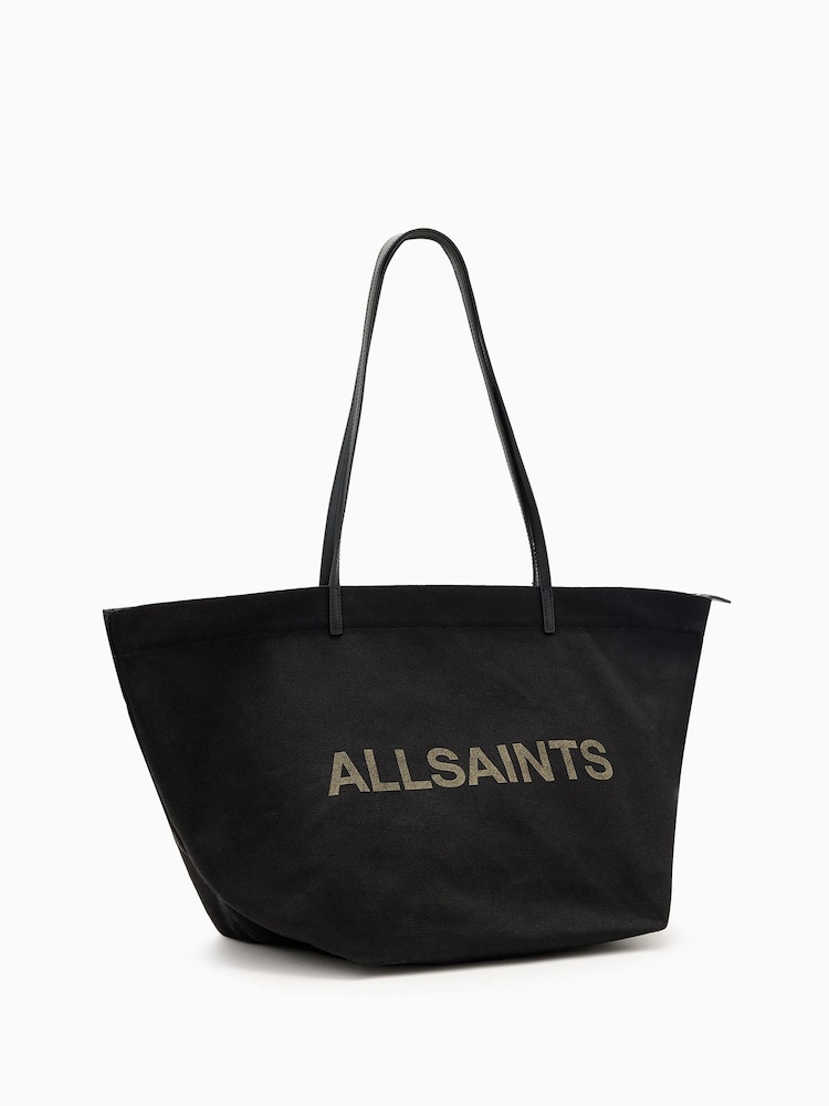 AllSaints Black Serafina Canvas Tote Bag - Image 2 of 5