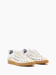 AllSaints White Velma Woven Sneakers - Image 2 of 5