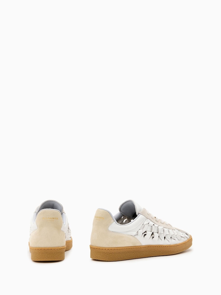 AllSaints White Velma Woven Sneakers - Image 3 of 5