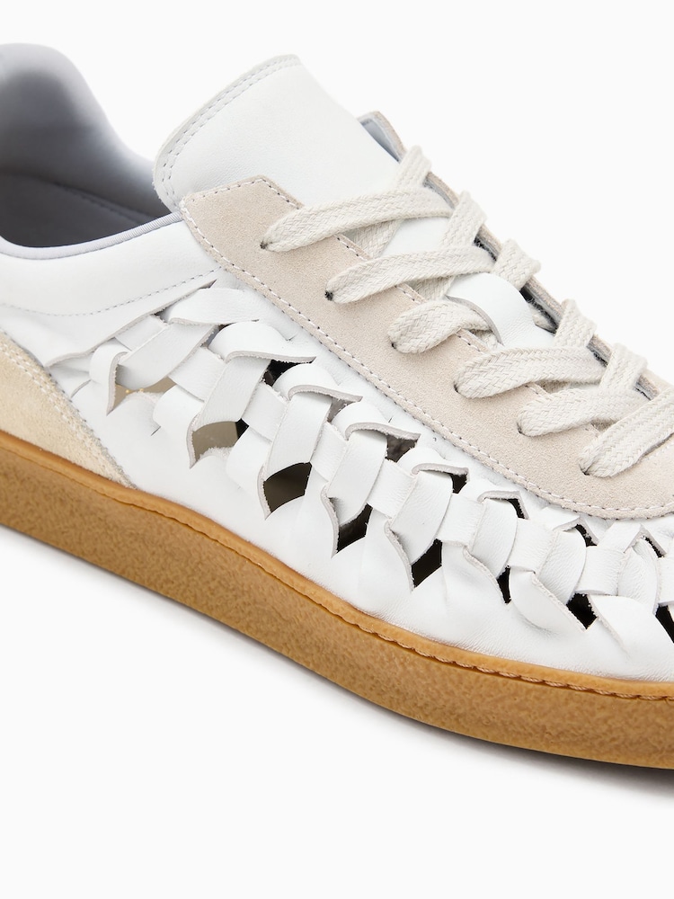 AllSaints White Velma Woven Sneakers - Image 5 of 5