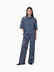 AllSaints Blue Charli Emb Shirt - Image 1 of 7