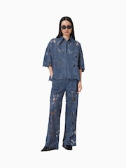 AllSaints Blue Charli Emb Shirt - Image 3 of 7