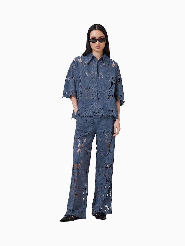 AllSaints Blue Charli Emb Shirt - Image 3 of 7