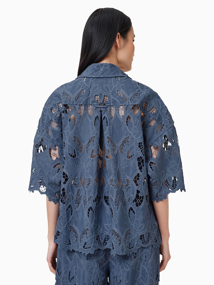 AllSaints Blue Charli Emb Shirt - Image 4 of 7