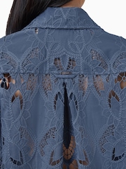 AllSaints Blue Charli Emb Shirt - Image 6 of 7