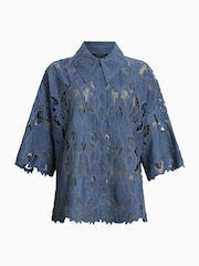 AllSaints Blue Charli Emb Shirt - Image 7 of 7