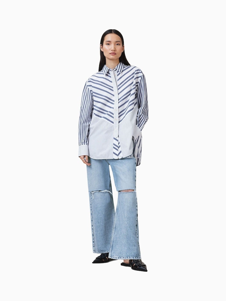 AllSaints Blue Blake Fray Jeans - Image 1 of 6