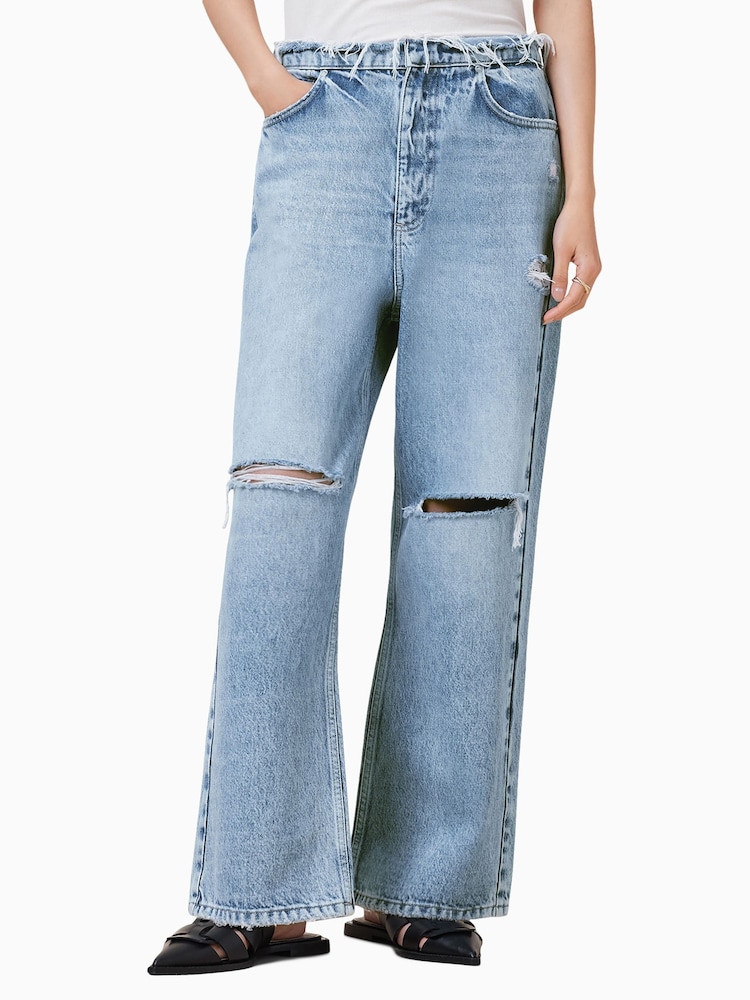 AllSaints Blue Blake Fray Jeans - Image 2 of 6