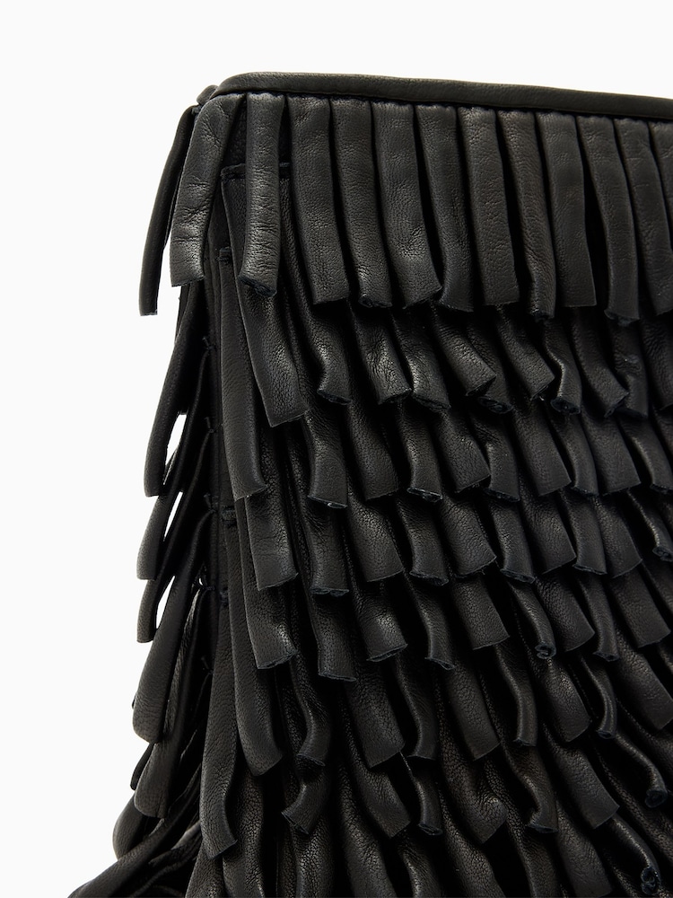 AllSaints Black Bettina Frnge Clutch Bag - Image 4 of 4
