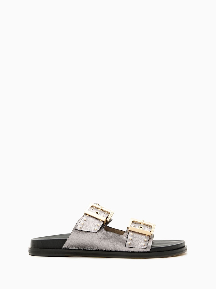 AllSaints Grey Magda Stud Sandals - Image 1 of 5
