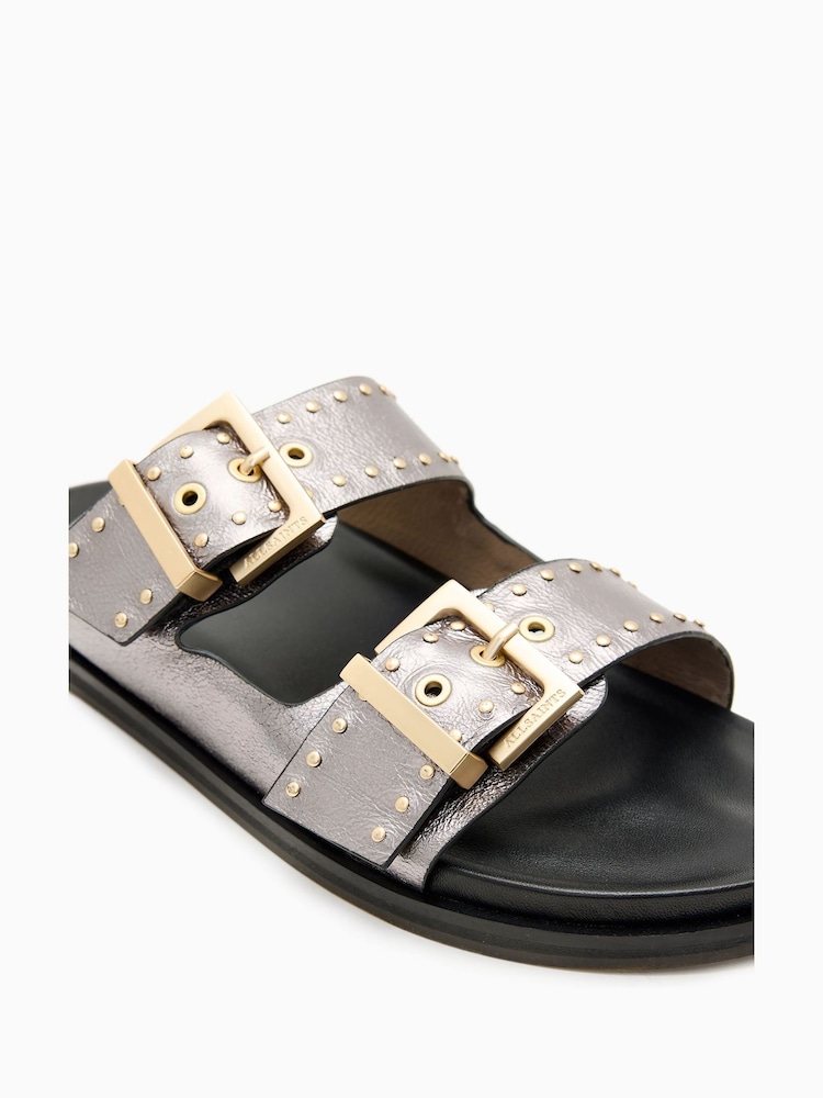 AllSaints Grey Magda Stud Sandals - Image 4 of 5