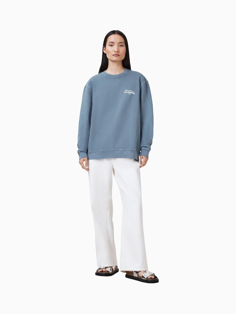 AllSaints Blue Soleil Etta Cotton Sweatshirt - Image 2 of 7