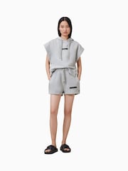 AllSaints Grey Sorri 100% Organic Cotton Sweat Shorts - Image 1 of 7