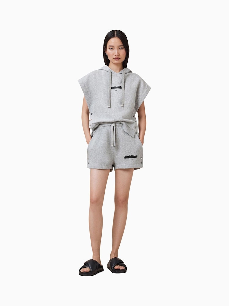 AllSaints Grey Sorri 100% Organic Cotton Sweat Shorts - Image 1 of 7