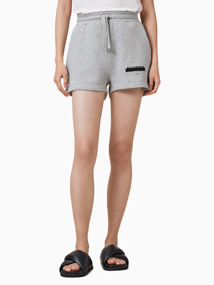 AllSaints Grey Sorri 100% Organic Cotton Sweat Shorts - Image 4 of 7