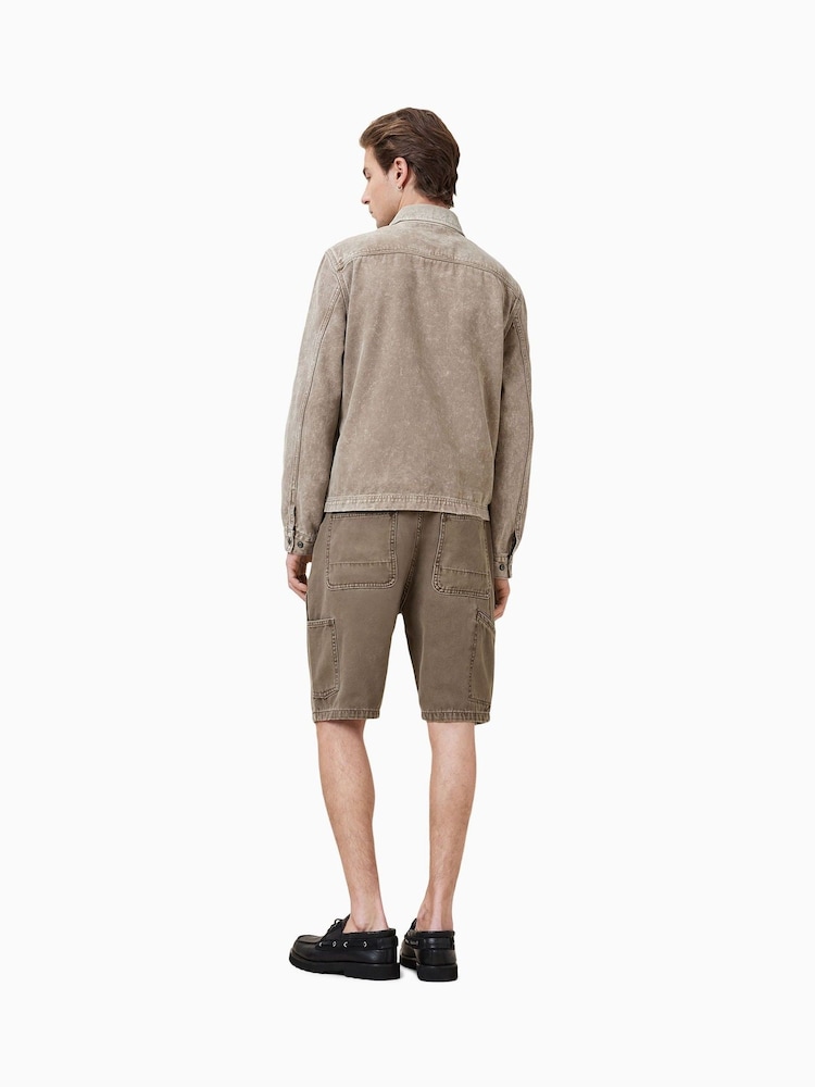 AllSaints Brown Alva Carpenter Cotton Shorts - Image 2 of 7