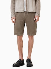 AllSaints Brown Alva Carpenter Cotton Shorts - Image 6 of 7