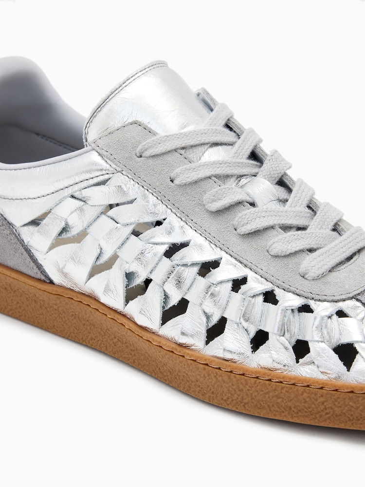 AllSaints Silver Velma Woven Sneakers - Image 5 of 5