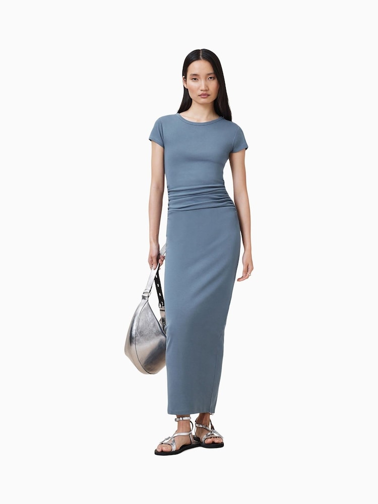 Синий - Платье с короткими рукавами Allsaints Katarina - Изображение 1 из 5